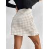 imageSweatyRocks Womens Elegant High Waist Aline Plaid Tweed Mini SkirtApricot Button