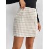 imageSweatyRocks Womens Elegant High Waist Aline Plaid Tweed Mini SkirtApricot Button