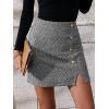 imageSweatyRocks Womens Elegant High Waist Aline Plaid Tweed Mini SkirtBlack Slit