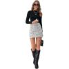 imageSweatyRocks Womens Elegant High Waist Aline Plaid Tweed Mini SkirtBlack and White