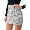 imageSweatyRocks Womens Elegant High Waist Aline Plaid Tweed Mini SkirtBlack and White