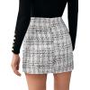 imageSweatyRocks Womens Elegant High Waist Aline Plaid Tweed Mini SkirtBlack and White