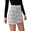 imageSweatyRocks Womens Elegant High Waist Aline Plaid Tweed Mini SkirtBlack and White