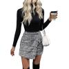 imageSweatyRocks Womens Elegant High Waist Aline Plaid Tweed Mini SkirtGrey Color