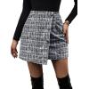 imageSweatyRocks Womens Elegant High Waist Aline Plaid Tweed Mini SkirtGrey Color