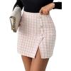 imageSweatyRocks Womens Elegant High Waist Aline Plaid Tweed Mini SkirtPink Plaid
