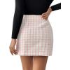 imageSweatyRocks Womens Elegant High Waist Aline Plaid Tweed Mini SkirtPink Plaid