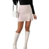 imageSweatyRocks Womens Elegant High Waist Aline Plaid Tweed Mini SkirtPink Plaid
