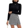 imageSweatyRocks Womens Elegant High Waist Aline Plaid Tweed Mini SkirtWhite Black Color