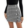 imageSweatyRocks Womens Elegant High Waist Aline Plaid Tweed Mini SkirtWhite Black Color