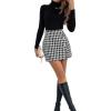 imageSweatyRocks Womens Elegant High Waist Aline Plaid Tweed Mini SkirtWhite Black Color