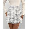 imageSweatyRocks Womens Elegant High Waist Aline Plaid Tweed Mini SkirtWhite Button