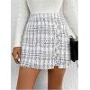 imageSweatyRocks Womens Elegant High Waist Aline Plaid Tweed Mini SkirtWhite Button