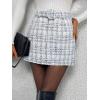 imageSweatyRocks Womens Elegant High Waist Aline Plaid Tweed Mini SkirtWhite Plaid