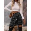 imageSweatyRocks Womens Elegant High Waist Aline Plaid Tweed Mini SkirtWrap Black