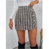 imageSweatyRocks Womens Elegant High Waist Aline Plaid Tweed Mini SkirtYellow