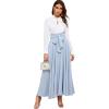 imageSweatyRocks Womens Elegant High Waist Skirt Tie Front Pleated Maxi SkirtsBlue