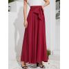 imageSweatyRocks Womens Elegant High Waist Skirt Tie Front Pleated Maxi SkirtsBurgundy