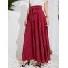imageSweatyRocks Womens Elegant High Waist Skirt Tie Front Pleated Maxi SkirtsBurgundy