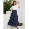 imageSweatyRocks Womens Elegant High Waist Skirt Tie Front Pleated Maxi SkirtsNavy Blue