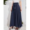 imageSweatyRocks Womens Elegant High Waist Skirt Tie Front Pleated Maxi SkirtsNavy Blue