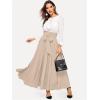 imageSweatyRocks Womens Elegant High Waist Skirt Tie Front Pleated Maxi SkirtsPlain Khaki