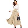 imageSweatyRocks Womens Elegant High Waist Skirt Tie Front Pleated Maxi SkirtsSolid Khaki