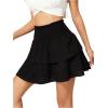 imageSweatyRocks Womens High Elastic Waisted Tiered Ruffle Mini Skirt Shirred Flared SkirtsBlack