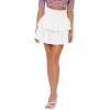 imageSweatyRocks Womens High Elastic Waisted Tiered Ruffle Mini Skirt Shirred Flared SkirtsWhite