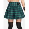 imageSweatyRocks Womens High Waist Plaid Mini Pleated Skirts Buckle Decor Punk Gothic SkirtGreen