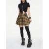 imageSweatyRocks Womens High Waist Plaid Mini Pleated Skirts Buckle Decor Punk Gothic SkirtYellow