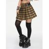 imageSweatyRocks Womens High Waist Plaid Mini Pleated Skirts Buckle Decor Punk Gothic SkirtYellow