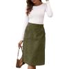 imageSweatyRocks Womens High Waist Straight Midi Skirt Split Hem Corduroy Skirts with PocketsArmy Green