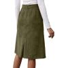imageSweatyRocks Womens High Waist Straight Midi Skirt Split Hem Corduroy Skirts with PocketsArmy Green