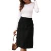 imageSweatyRocks Womens High Waist Straight Midi Skirt Split Hem Corduroy Skirts with PocketsBlack