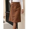imageSweatyRocks Womens High Waist Straight Midi Skirt Split Hem Corduroy Skirts with PocketsCoffee Brown