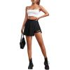 imageSweatyRocks Womens High Waisted Asymmetrical Hem Buckled Detail Pleated A Line Mini SkirtBlack