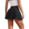 imageSweatyRocks Womens High Waisted Asymmetrical Hem Buckled Detail Pleated A Line Mini SkirtBlack