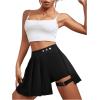 imageSweatyRocks Womens High Waisted Asymmetrical Hem Buckled Detail Pleated A Line Mini SkirtBlack