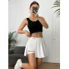 imageSweatyRocks Womens High Waisted Asymmetrical Hem Buckled Detail Pleated A Line Mini SkirtWhite