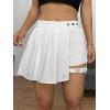 imageSweatyRocks Womens High Waisted Asymmetrical Hem Buckled Detail Pleated A Line Mini SkirtWhite
