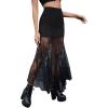 imageSweatyRocks Womens High Waisted Floral Lace Sheer Mesh Mermaid Maxi SkirtBlack