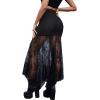 imageSweatyRocks Womens High Waisted Floral Lace Sheer Mesh Mermaid Maxi SkirtBlack