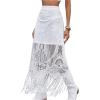 imageSweatyRocks Womens High Waisted Floral Lace Sheer Mesh Mermaid Maxi SkirtWhite