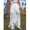 imageSweatyRocks Womens High Waisted Floral Lace Sheer Mesh Mermaid Maxi SkirtWhite