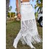 imageSweatyRocks Womens High Waisted Floral Lace Sheer Mesh Mermaid Maxi SkirtWhite