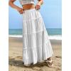 imageSweatyRocks Womens High Waisted Maxi Skirts Ruffle Tiered Frill Trim Eyelet SkirtWhite