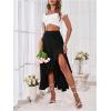 imageSweatyRocks Womens High Waisted Ruffled Asymmetric Hem Long Skirt Split High Low Maxi SkirtsBlack