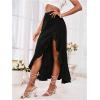 imageSweatyRocks Womens High Waisted Ruffled Asymmetric Hem Long Skirt Split High Low Maxi SkirtsBlack