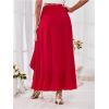 imageSweatyRocks Womens High Waisted Ruffled Asymmetric Hem Long Skirt Split High Low Maxi SkirtsRed